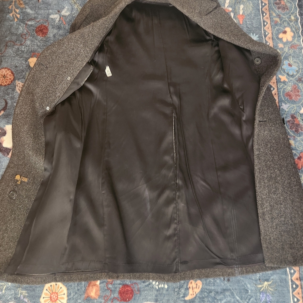 London Fog Men's Double-Breasted Wool Overcoat - Dark Gray - MiUSA - Picture 3 of 11